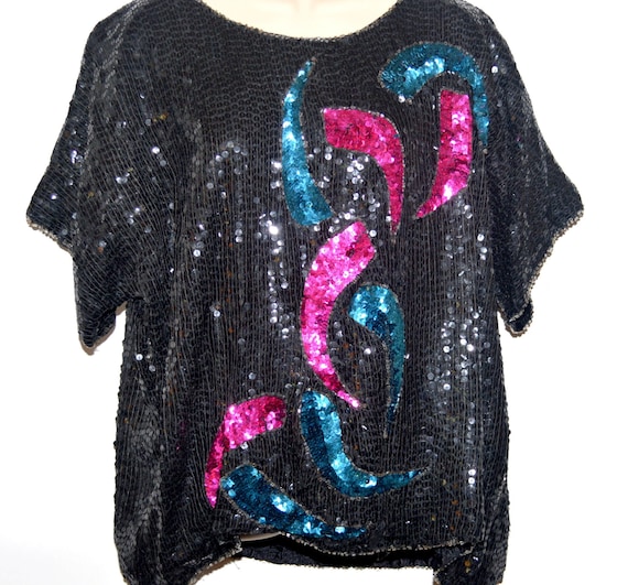 Vintage Silk sequinned evening top - image 1