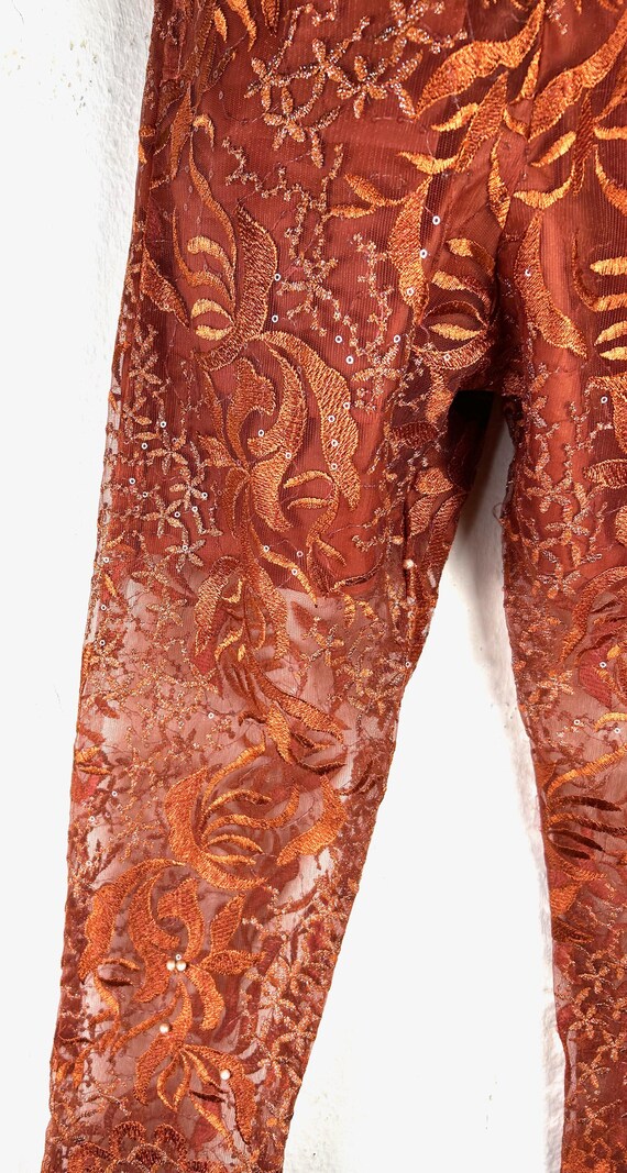 Ladies Drawstring Handmade Rust Pants - image 3