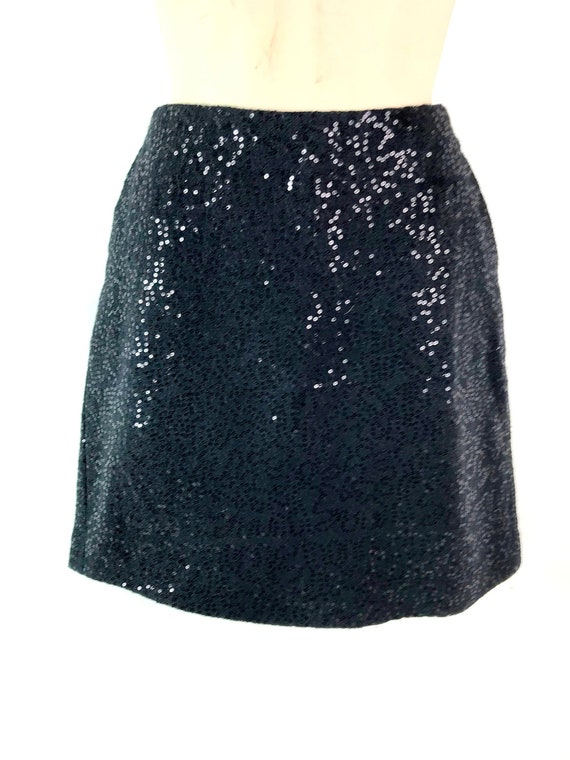 Ann Taylor Black Sequinned Mini Skirt