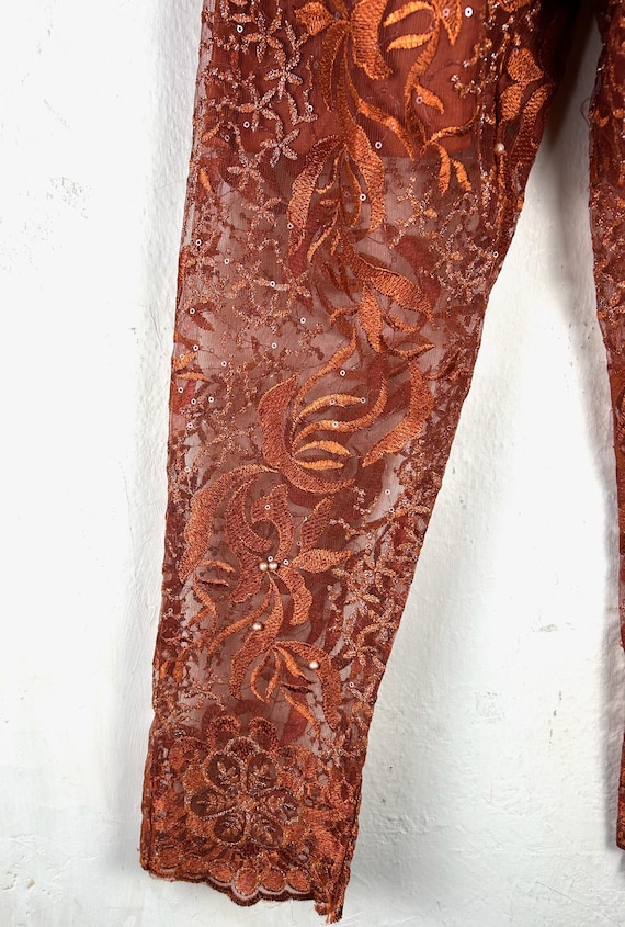 Ladies Drawstring Handmade Rust Pants - image 4