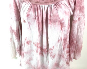 Sixties Pink Tie Dye Cotton Gauze Top