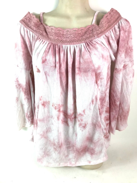 Sixties Pink Tie Dye Cotton Gauze Top - image 1