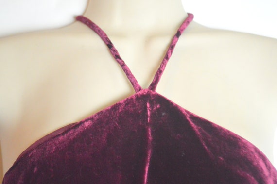 Vintage Burgundy Silk Velvet Halter Top - image 3