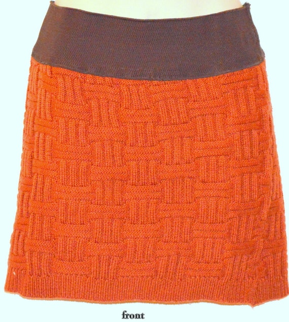 Vintage Rust Cable Knit Mini Skirt