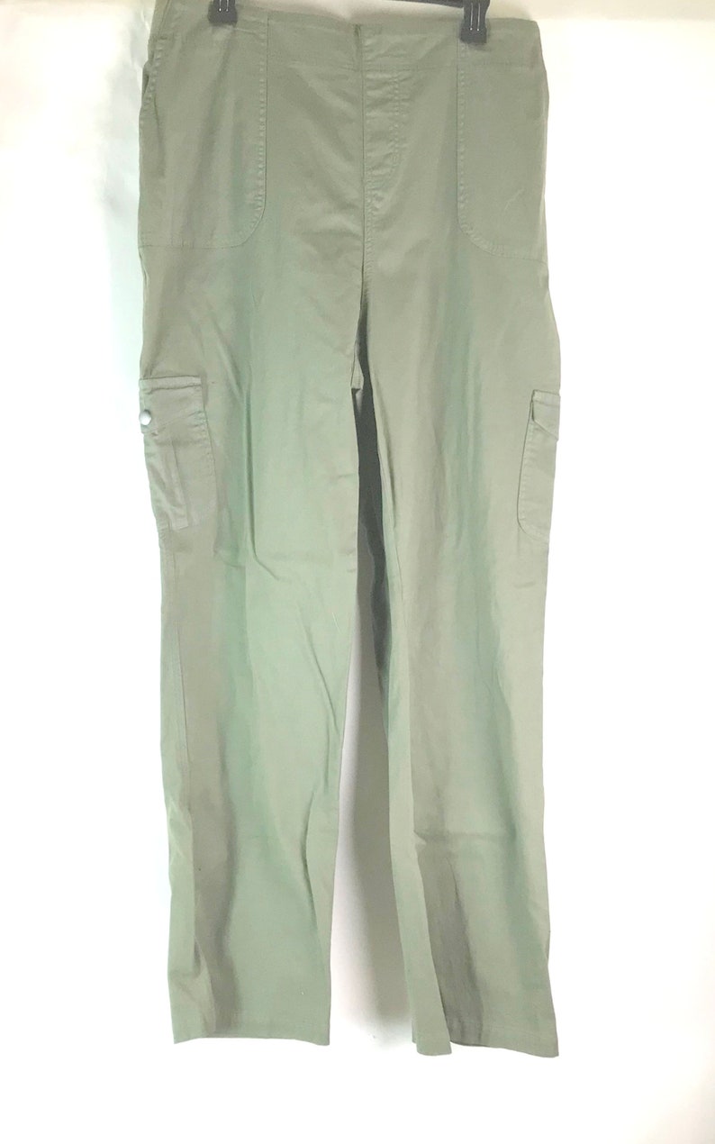 Sage Olive Green Cotton Cargo Pants image 3