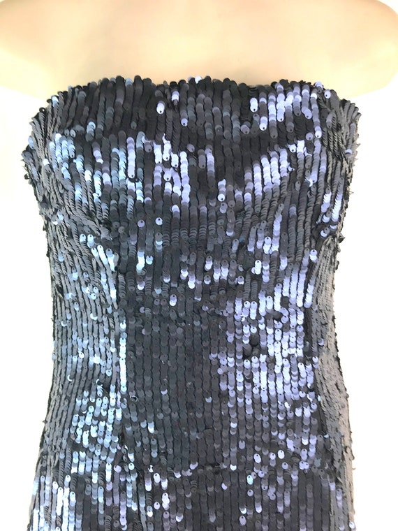 Vintage Navy Strapless Sequinned Event Dress - image 1