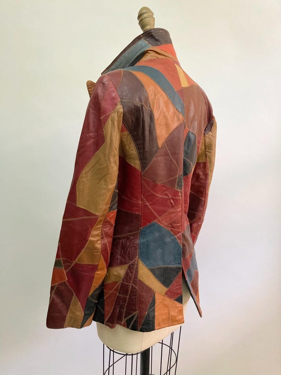 Vintage 1970s Patchwork Leather Jacket: Disco Gla… - image 9