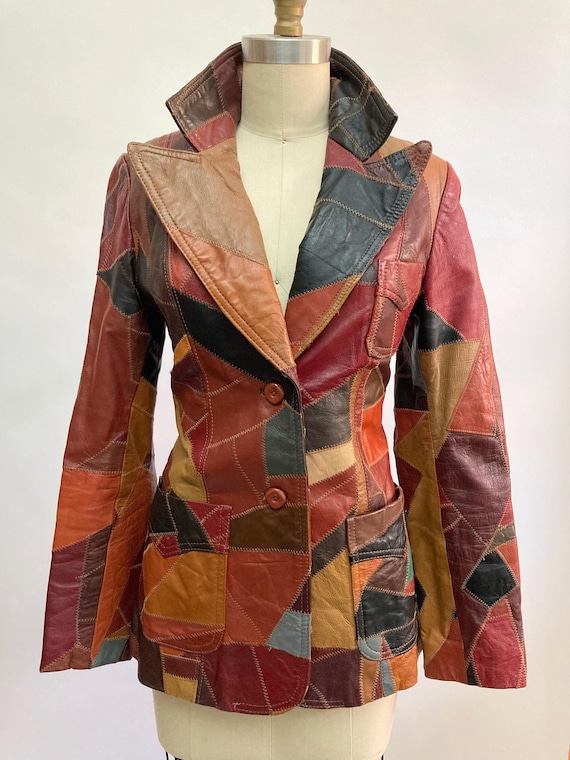 Vintage 1970s Patchwork Leather Jacket: Disco Gla… - image 4