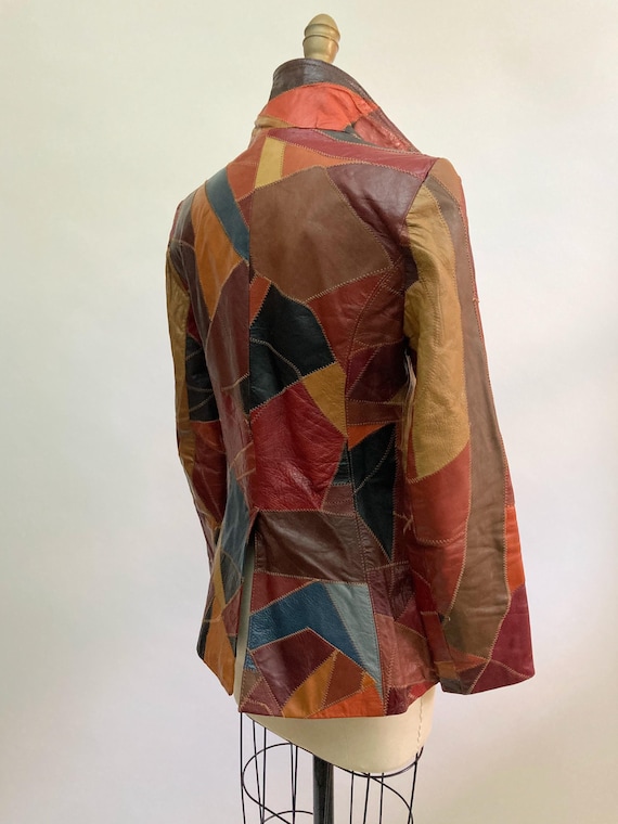 Vintage 1970s Patchwork Leather Jacket: Disco Gla… - image 8