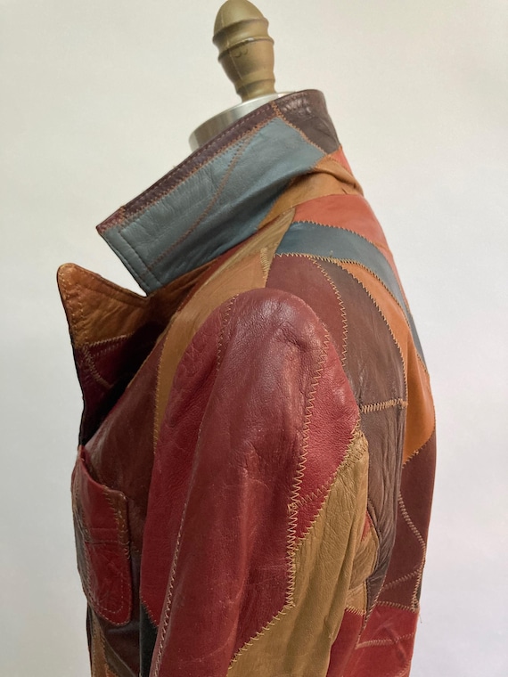 Vintage 1970s Patchwork Leather Jacket: Disco Gla… - image 7