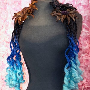Ombre Blue Curly Braided Falls