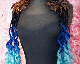 Ombre Blue Curly Braided Falls