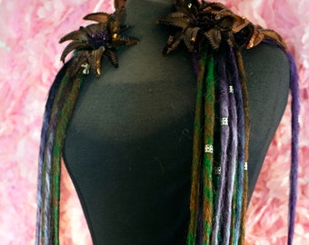 Dreadlock hair falls in Browns Greens and Purples