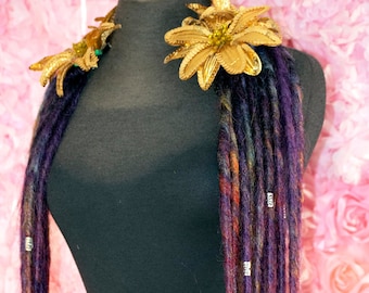 Dread lock hair falls in Mixd Purples and rainbow colors OOAK