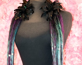 Dread Lock hair falls in transitional Purple and teals