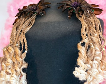 Double set of Ombre Blonde Curly Braided Falls