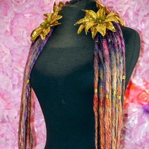 Dread lock hair falls in Blonde and rainbow colors OOAK