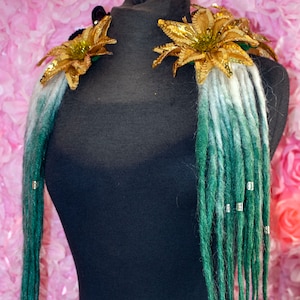 Dreadlock hair falls in Snow White and Green ombre&#39;