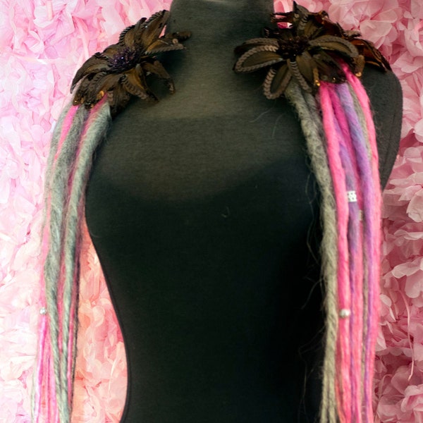 Dread Lock falls in Grey Pink, and Lavendar