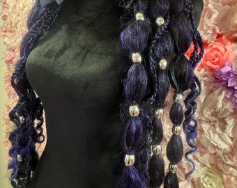 Puffy Hair Falls in Black and Purple