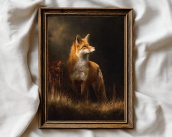 Vintage Fox Print: Dark Academia Animal Wall Art (Digital Download)