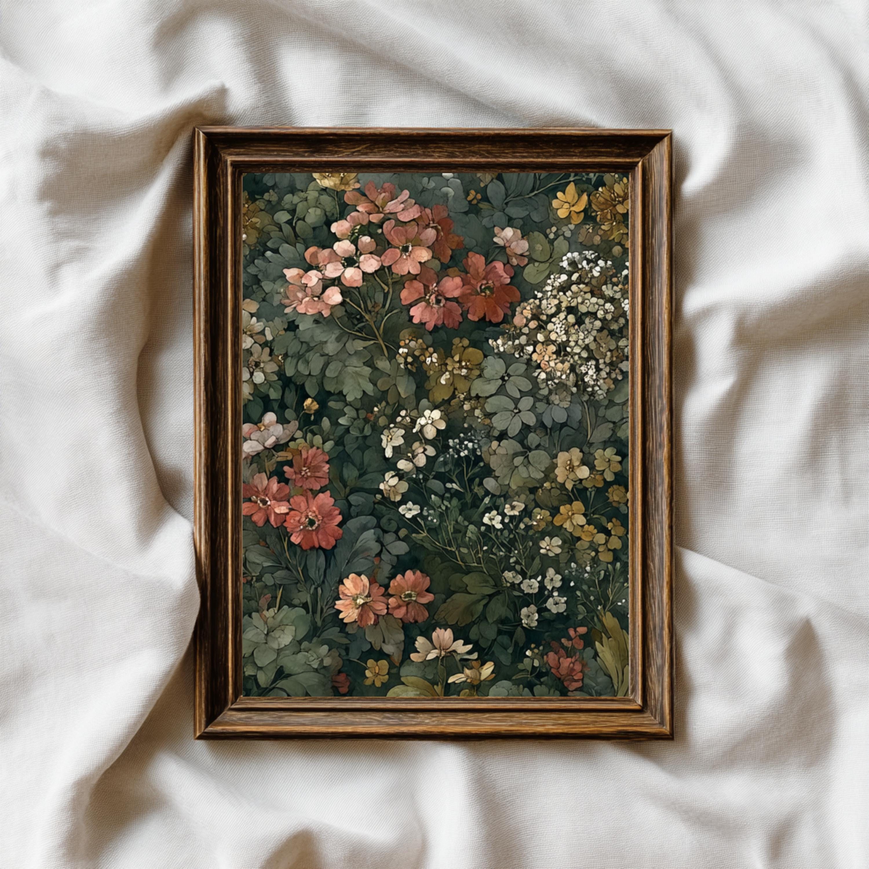 Set of 2 Moody Wildflower Botanical Prints, Vintage Floral Wall Art ...