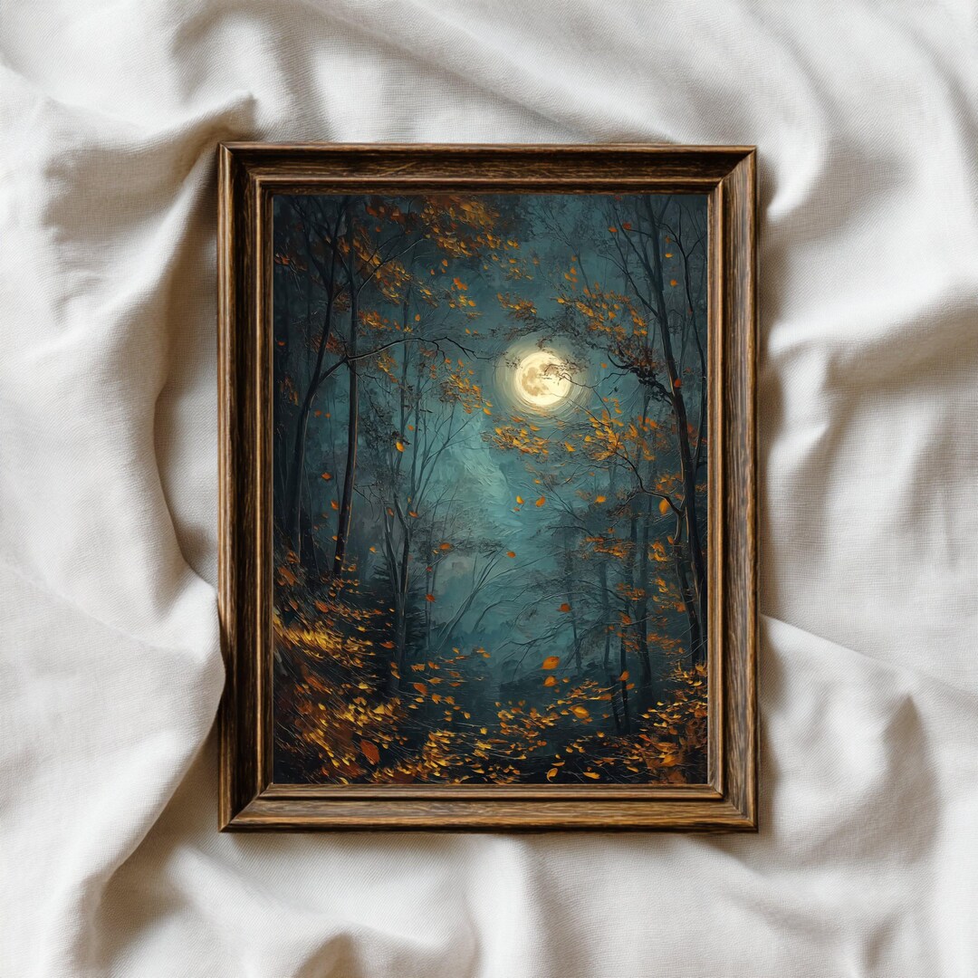 Moonlit Forest Digital Download – Dark Woodland Night Wall Art ...