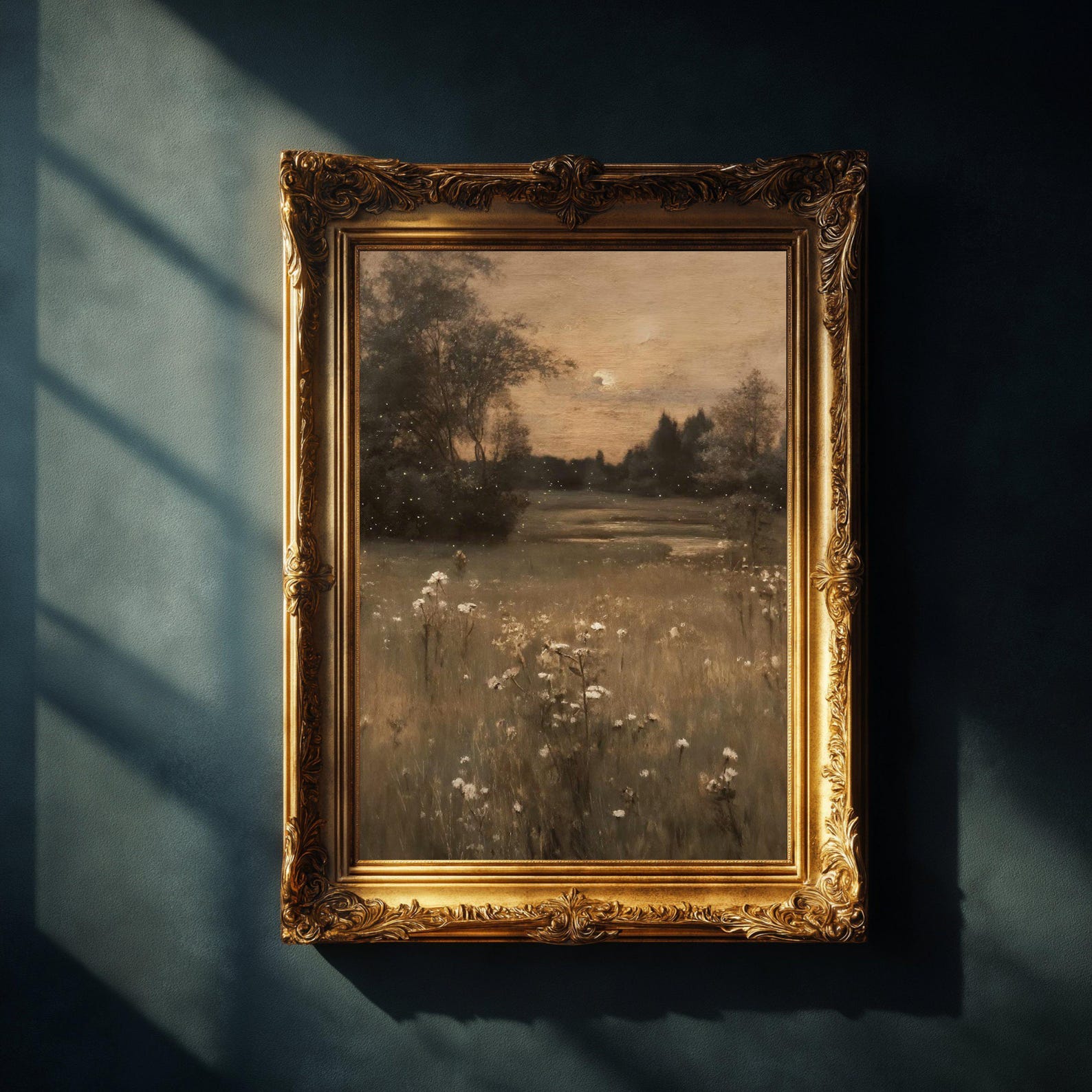 Moody Meadow Landscape Print: Vintage Countryside Wall Art - Etsy