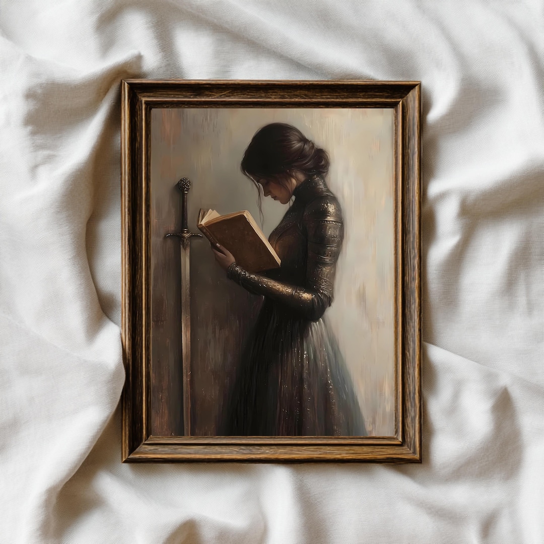 Dark Academia Art Print: Moody Woman in Armor, Gothic Medieval Decor ...