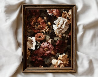 Impresión floral oscura y melancólica: Arte mural vintage de la Academia (descarga digital)