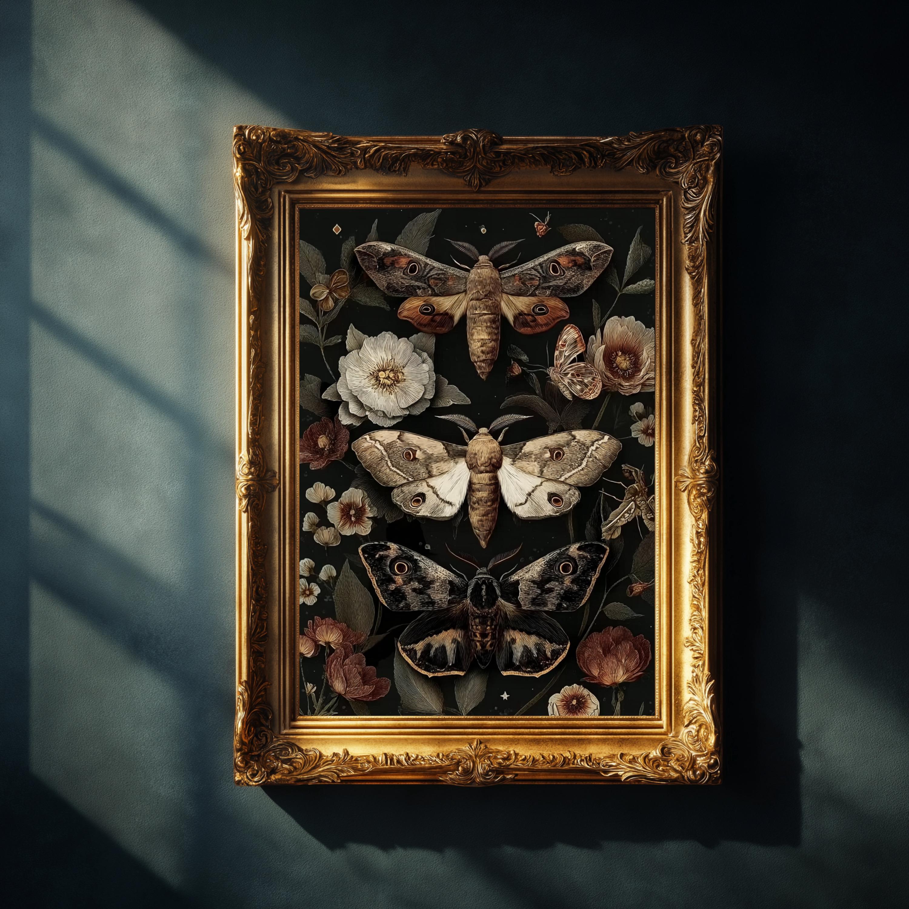 Vintage Moth Print: Dark Academia Insect Wall Art (digital Download - Etsy