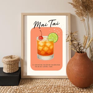Retro Mai Tai Recipe Print: Tropical Tiki Bar Art (Digital Download)