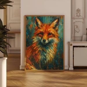 Fox Woodland Digital Print, Kids Room Wall Art, Nursery Animal Poster