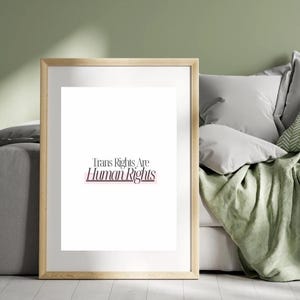Trans Rights Are Human Rights – LGBTQ Printable Wall Art – Digital Pride Poster for Office or Gallery Wall