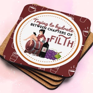 Funny Smut Lover Gift – Bookish Coaster for Romance Readers, Booktok Girls, Kindle Fans – Spicy Book Decor for Bookworms, Reading Nook