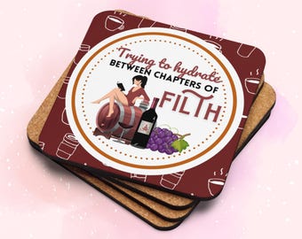 Funny Smut Lover Gift – Bookish Coaster for Romance Readers, Booktok Girls, Kindle Fans – Spicy Book Decor for Bookworms, Reading Nook