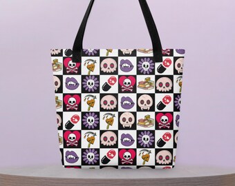 Bolsa tote fofa de romance sombrio – presente gótico e literário para leitores Kindle, bolsa Booktok Dark Romance Spicy Smut Villain Era com caveiras e corações
