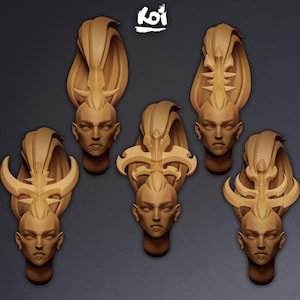 Duskari - Miniature Heads | 42mm | Wargaming | kit bashing | Bits | Fantasy | Elf | Space | Eld | Elves | 32mm | Wraith | Dark elf | Girls