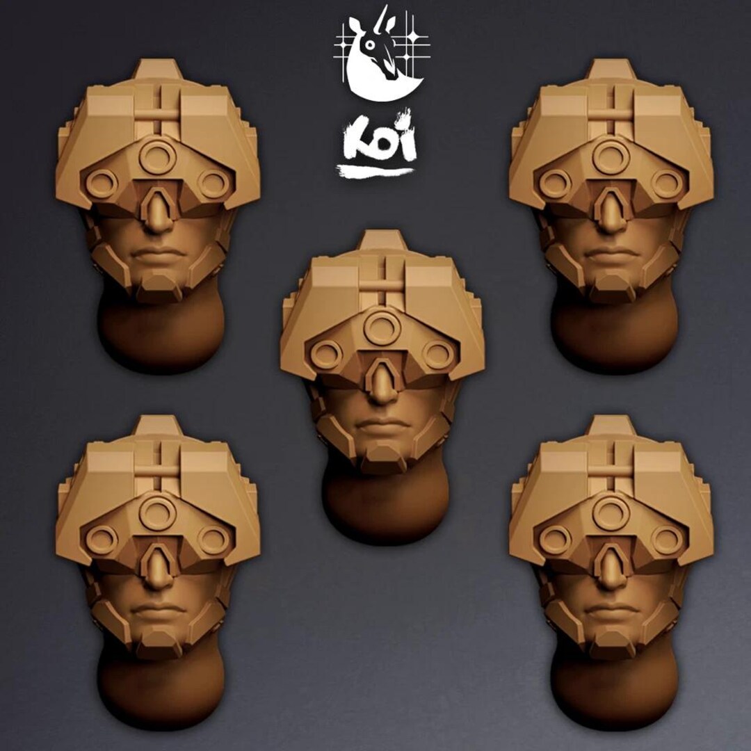 Enforcers - 5 Miniature Heads Type 3 | 32mm | Wargaming | Kit Bashing ...