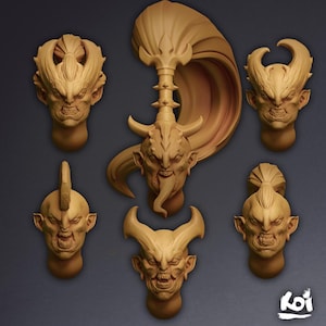 Twysouls - Miniature Heads | 42mm | Wargaming | kit bashing | Bits | Hedonites | Fantasy | Emperor&#39;s | Chaos | Slaan | Space | 32mm | Demon