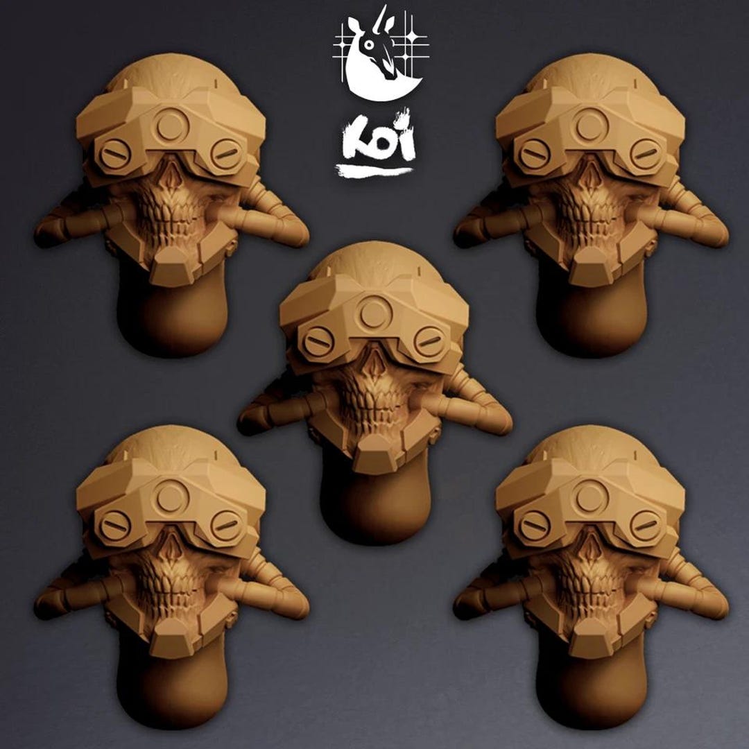 Techno Priests - Miniature Heads Type 1 | 32mm | Wargaming | Kit ...