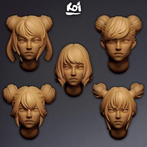 Flame Dancers - Miniature Heads | 42mm | Wargaming | kit bashing | Bits | Fantasy | Space | Sisters | 32mm | Stylized | Anime | Girl | Adept