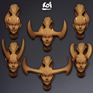 Painmaidens - Miniature Heads | 42mm | Wargaming | kit bashing | Bits | Fantasy | Space | Sisters | 32mm | Stylized | Anime | Girl | Slaan