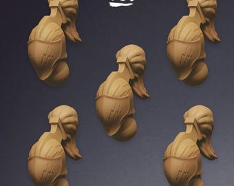 Arautos da Tempestade - 5 cabeças de miniaturas T.4 | 42 mm | 32 mm | Jogos de mesa | Jogos de guerra | Espaço | Conversão | Kit bashing | Cavaleiros | Elmos