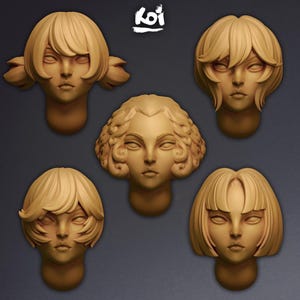 Briarbound - Miniature Heads | 32mm | Wargaming | kit bashing | Bit | Fantasy | Space | Sisters | 42mm | Stylized | Anime | Girl | Adept
