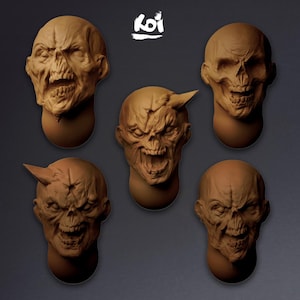 Horrors of the Void - 5 Taken Heads Set | 32mm | Empire | Zombie | Wargaming | Chaos | Conversion | kit bashing | Ghoul | Bits | 42mm