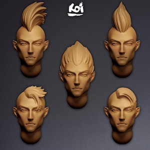 Duskers - Miniature Heads | 42mm | Wargaming | kit bashing | Bits | Fantasy | Elf | Space | Eld | Elves | 32mm | Wraith | Dark elf | Mortal