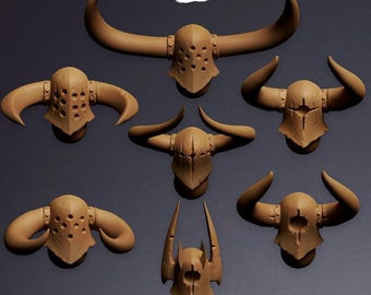 Ravagers of the North - Miniatures heads | 42mm | Custom | Rpg | Tabletop | Wargaming | Warriors | Conversion | kit bashing | Chaos | Helmet