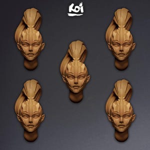 Painmaidens - Miniature Heads Type 2 | 42mm | Wargaming | kit bashing | Bits | Fantasy | Elf | Sisters | 32mm | Dark| Demon | Girl | Anime