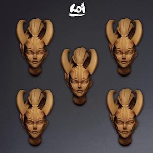 Painmaidens - Miniature Heads Type 3 | 42mm | Wargaming | kit bashing | Bits | Fantasy | Elf | Sisters | 32mm | Dark| Demon | Girl | Anime